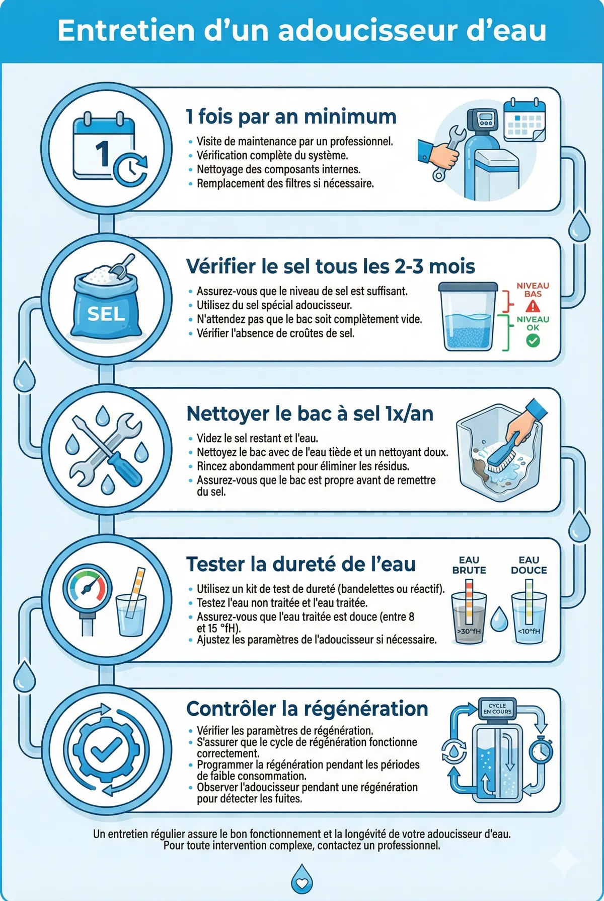 Infographie - L'entretien régulier de votre adoucisseur d'eau